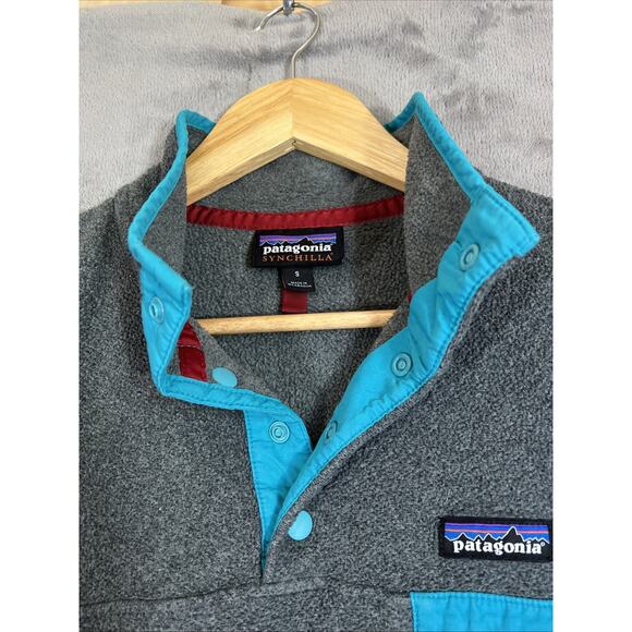 Patagonia Jacket Women's Small Grey Aqua Synchilla Snap-T Pullover Fleece - Picture 4 of 12